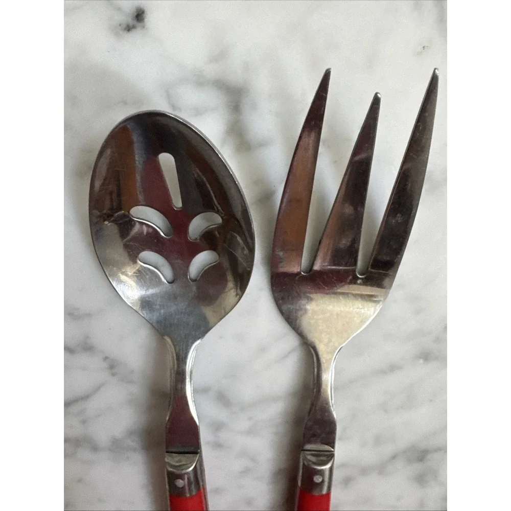MARDI GRAS Washington Forge WF Cherry Red Flatware Thailand 2 Serving Pieces
